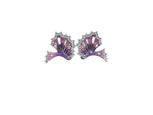 Purple Mackerel Fin Enamel Silver Studs Earrings for Women